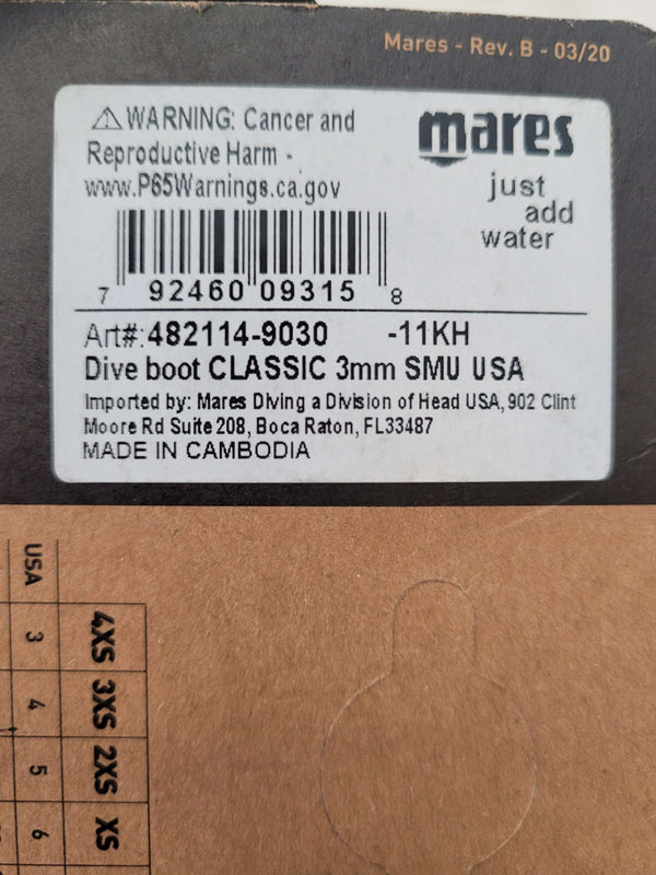 Mares 3mm Classic Dive Boots "9"