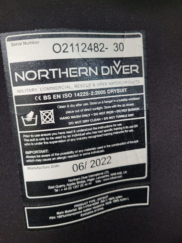 Northern Diver Dive Master Drysuit, Hood &Bag "M"