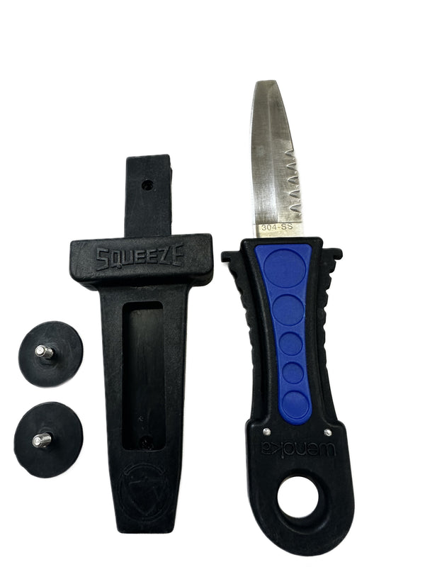 Wenoka Blackie Collins 304 SS Blunt Tip Dive Knife with Squeeze Lock and BCD Attachment