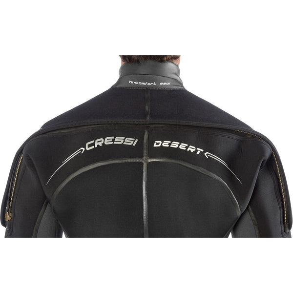 Black wetsuit with 'Cressi'branding on a white background