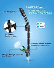 Eastern Watersports Pro Dry Snorkel Set, Anti Fog Panoramic Face Mask Black