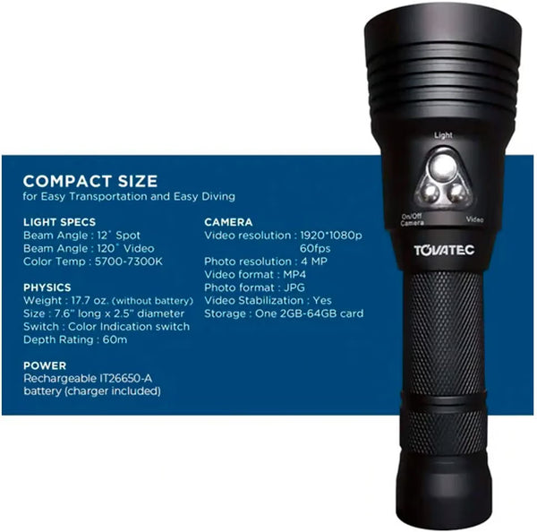 TOVATEC MERA Dive Light/Camera (MERA1080)