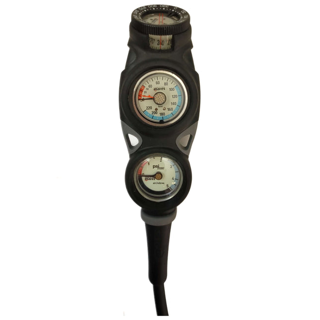 Mares 3 Puck Dive Gauge SPG, Depth, and Compass Console