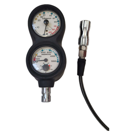 Sherwood 3 Puck Dive Gauge Console w QD Hose