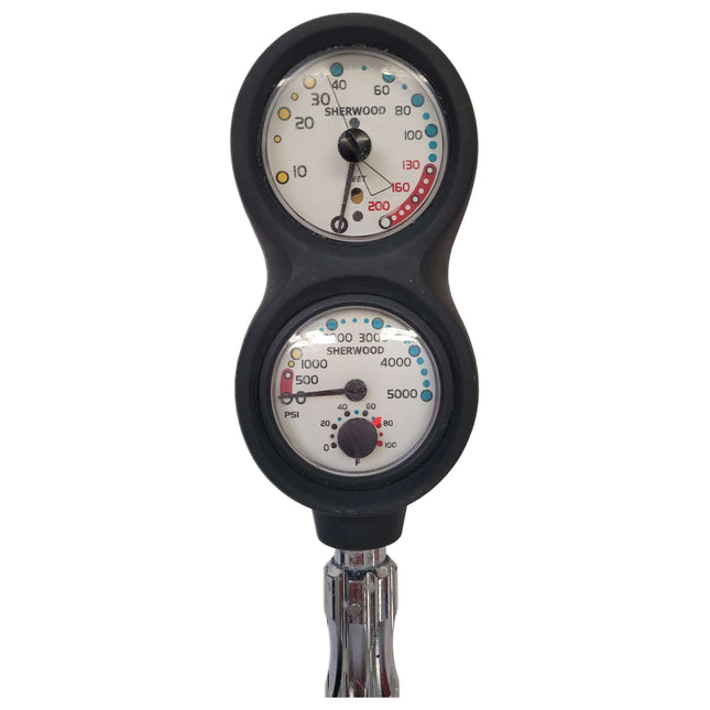 Sherwood 3 Puck Dive Gauge Console w QD Hose