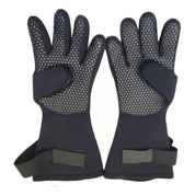 Pair of black gloves with textured palm on a white background