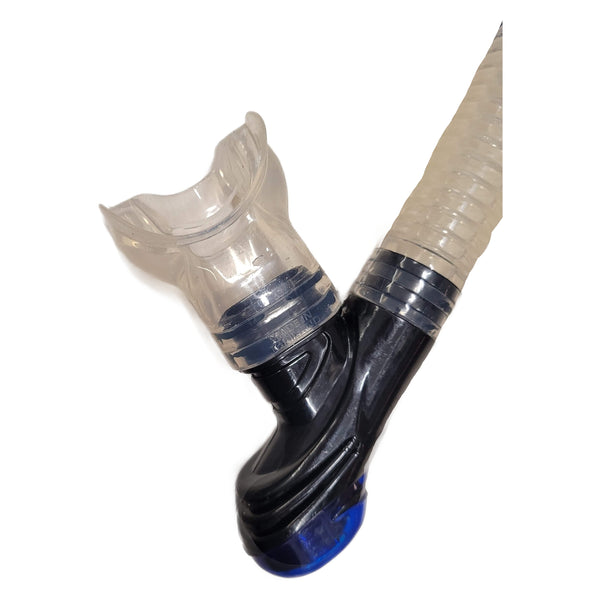 Black and clear diving mask on a white background