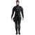 Person wearing a black Cressi diving suit on a white background