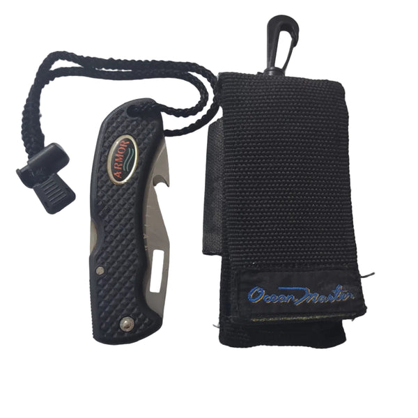 Ocean Master/ Armor Titanium Folding Dive Knife and Case