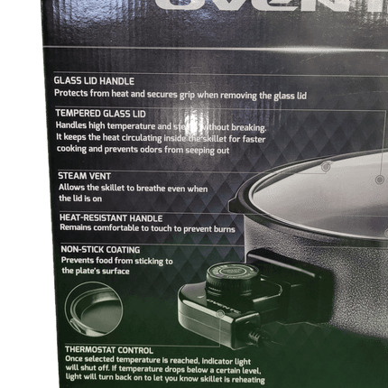 Ovente Portable Electric Skillet 12" Capacity, 1400 Watts - Eastern Sports