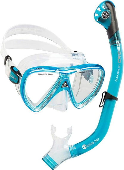 Cressi Bonete Pro Dry Snorkel Set AQUA