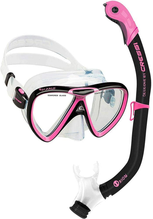 Cressi Ikarus & Orion Semi Dry Black/Pink Snorkel Combo