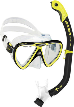 Cressi Ikarus & Orion Semi Dry Black Yellow Snorkel Combo