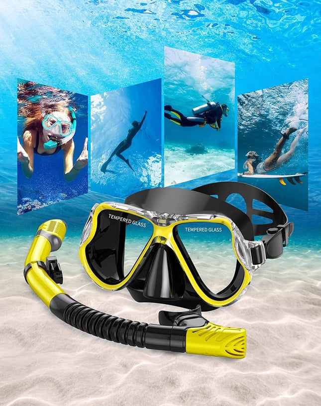 Eastern Watersports Pro Dry Snorkel Set, Anti Fog Panoramic Black/ Yellow