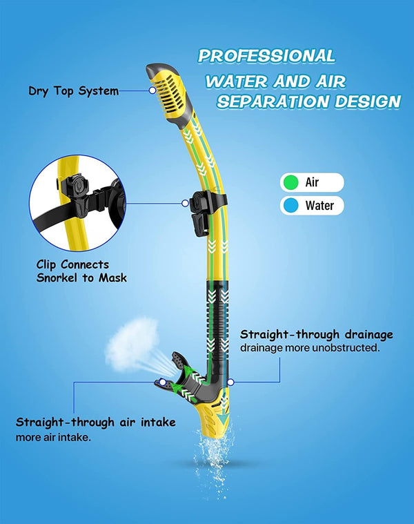 Eastern Watersports Pro Dry Snorkel Set, Anti Fog Panoramic Black/ Yellow