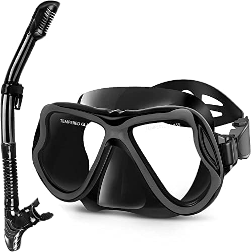Eastern Watersports Pro Dry Snorkel Set, Anti Fog Panoramic Face Mask Black