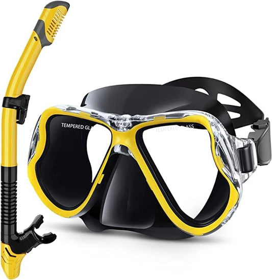 Eastern Watersports Pro Dry Snorkel Set, Anti Fog Panoramic Black/ Yellow